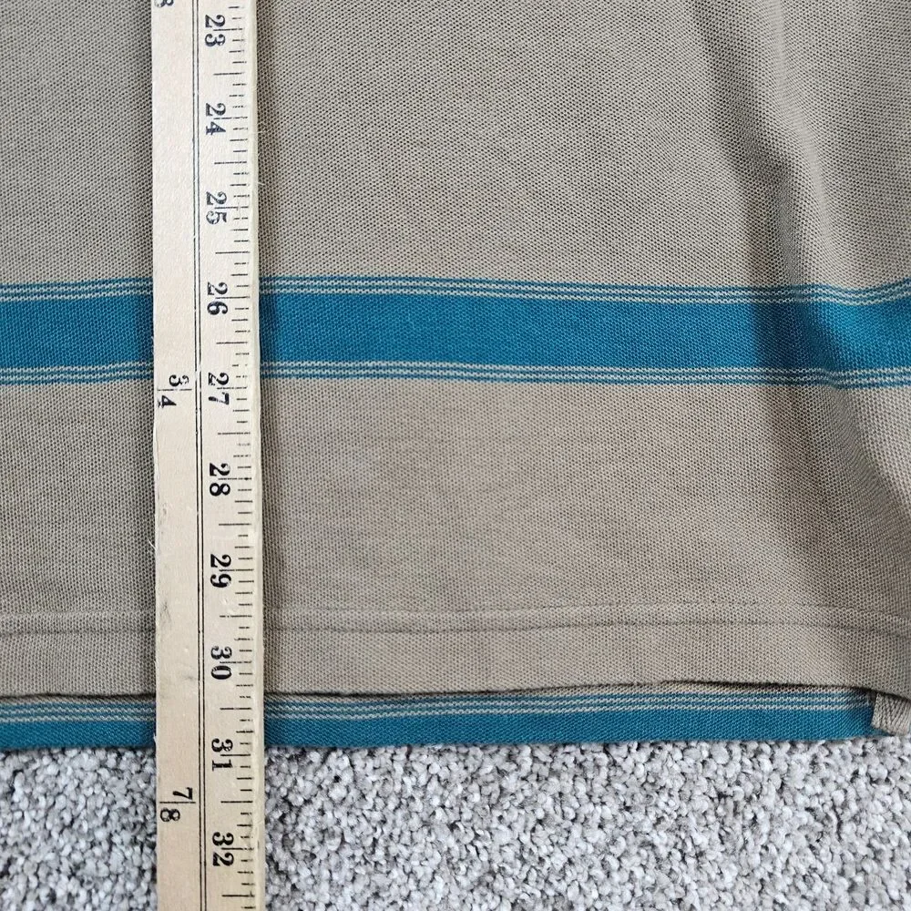 Banana Republic Polo Mens 2XL Brown Striped Cotton Preppy Embroidered Logo